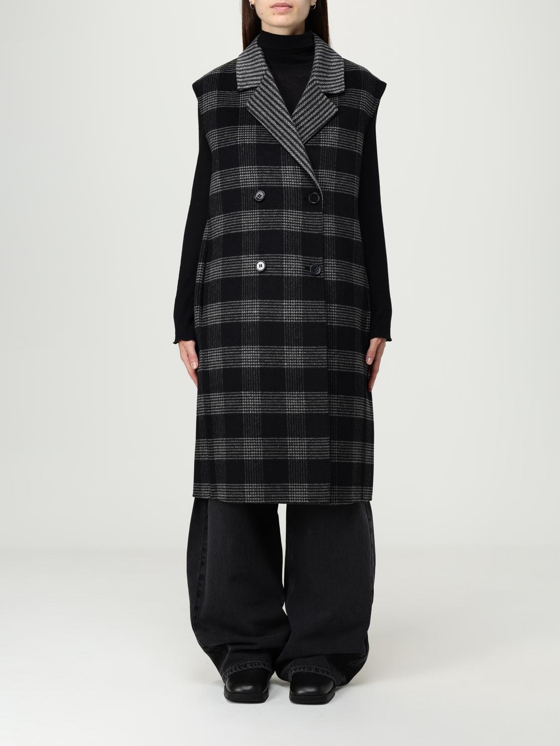 Twinset Checked Double-breasted Waistcoat In Black