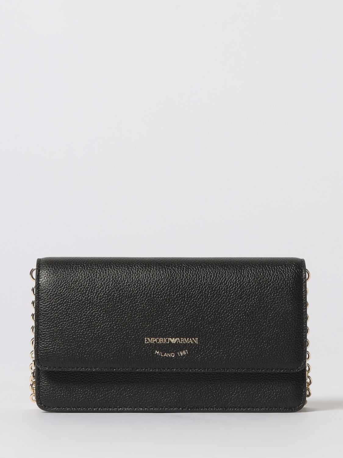 Emporio Armani Myea Deer-print Flap Wallet In Black
