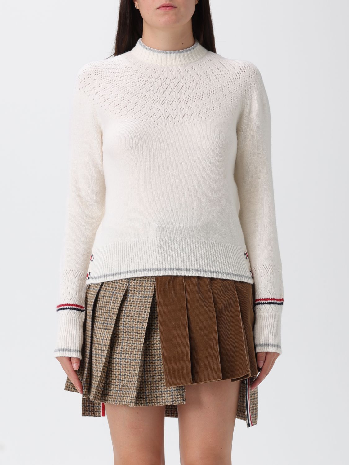 Thom Browne Sweater Woman Color White In Multi