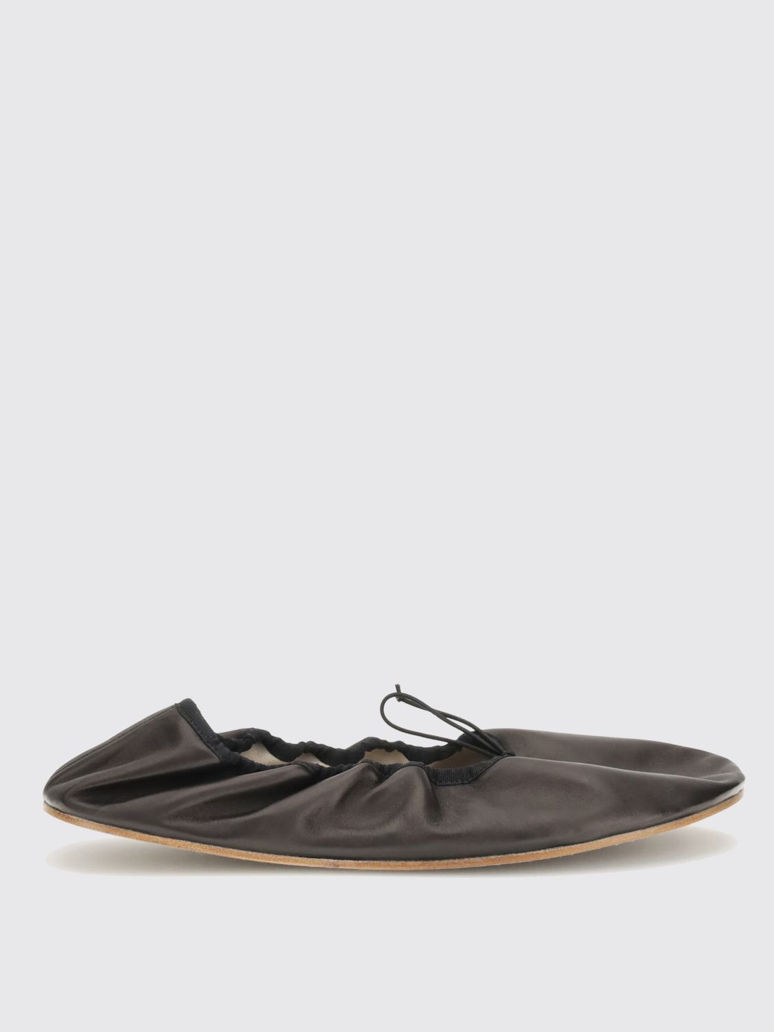 The Row Round Toe Ballet Flats With Bow Detail In Black