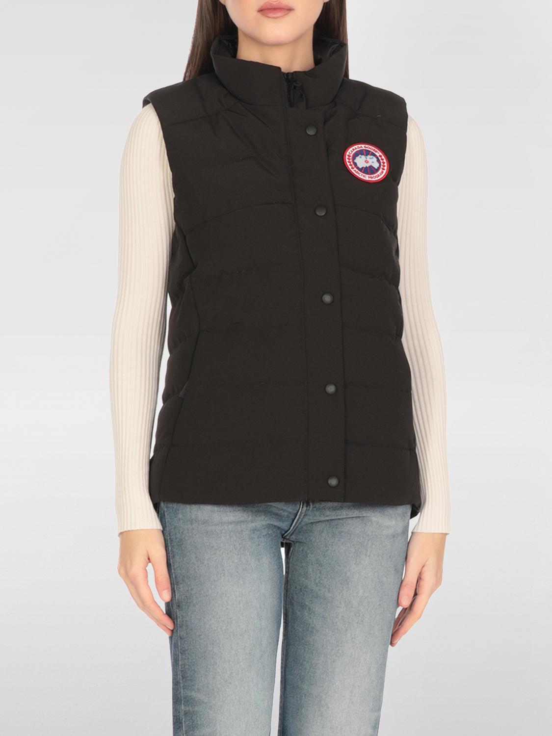 Canada Goose Quilted Black Vest With High Collar And Snap-button Closure In Black