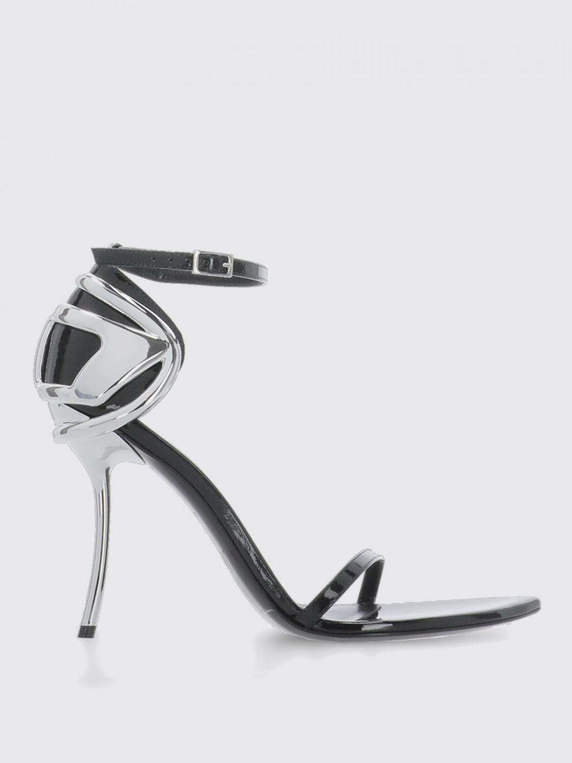 Diesel 100mm D-ten&half Metallic-accent Ankle-strap Pumps In Black