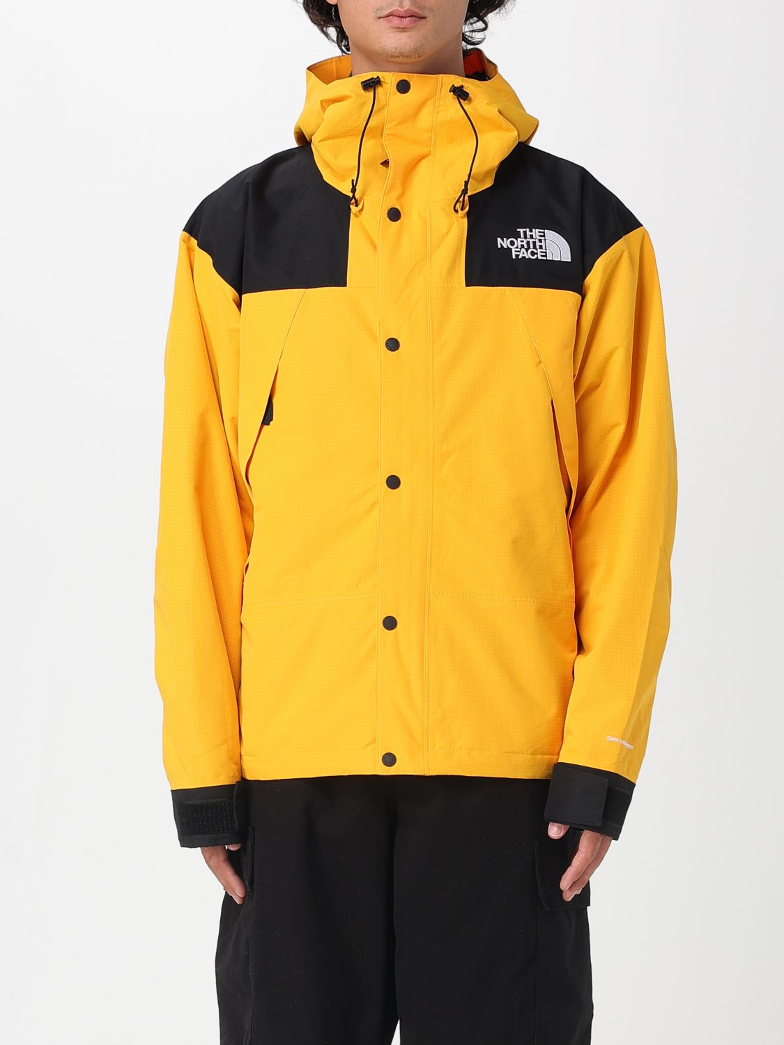 The North Face Mountain Logo-embroidered Colour-block Gore-tex Hooded Jacket In Yellow