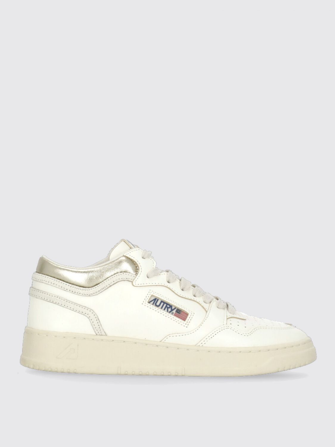 Autry Marshmallow And Platinum Color Leather Med-way Sneakers In White