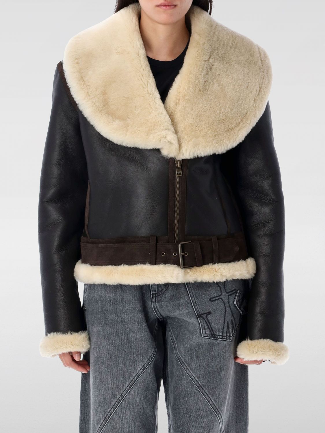 Jw Anderson J. W. Anderson Leather Aviator Jacket In Black
