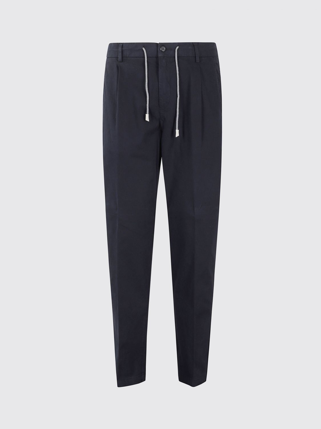 Eleventy Pleated Drawstring Tapered Trousers In Blue