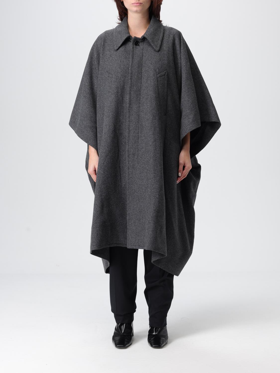 Mm6 Maison Margiela Grey Coat With Wool Trim In Gray