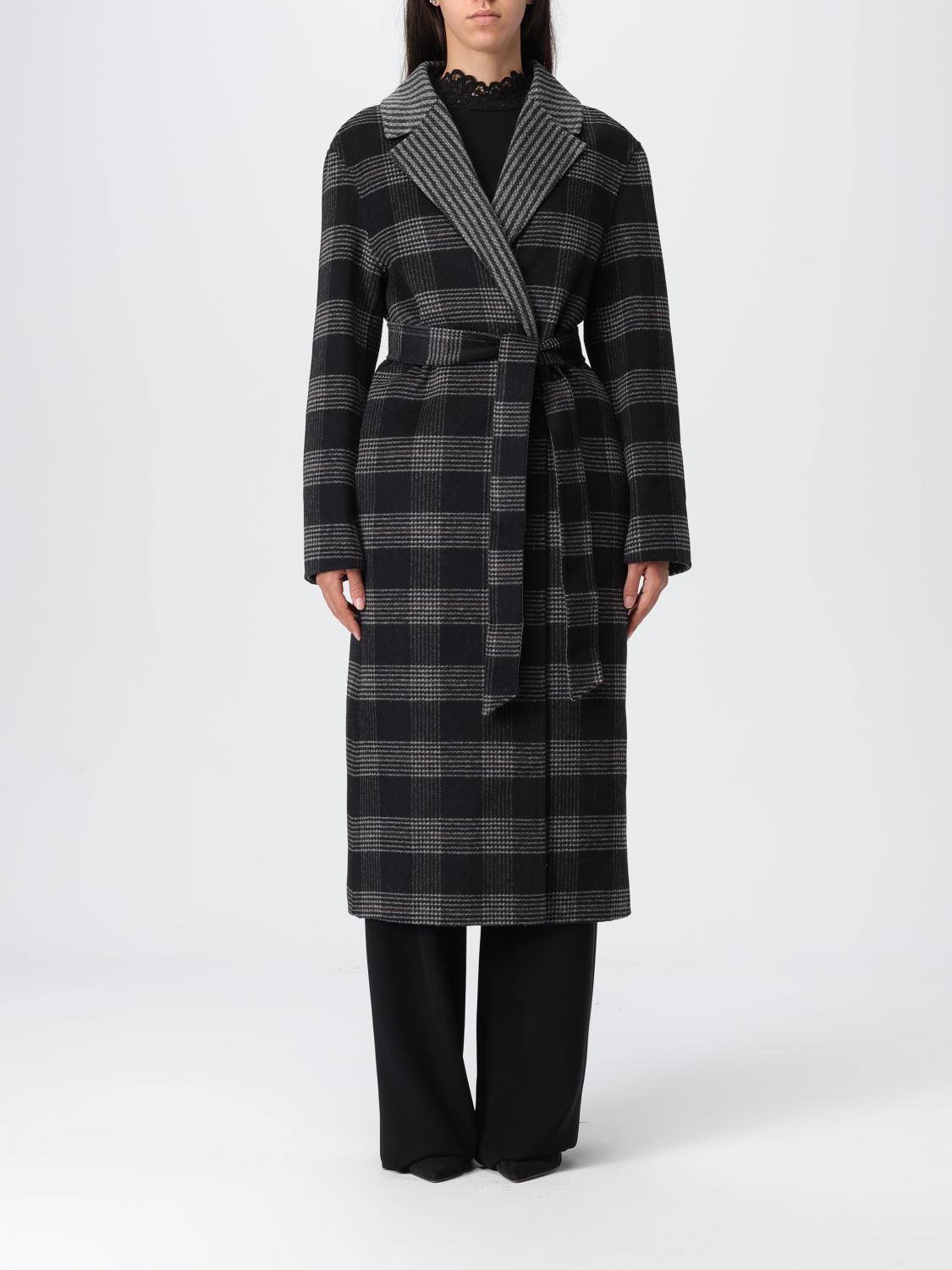 Twinset Twin Set Reversible Coat With Double Cloth In Black