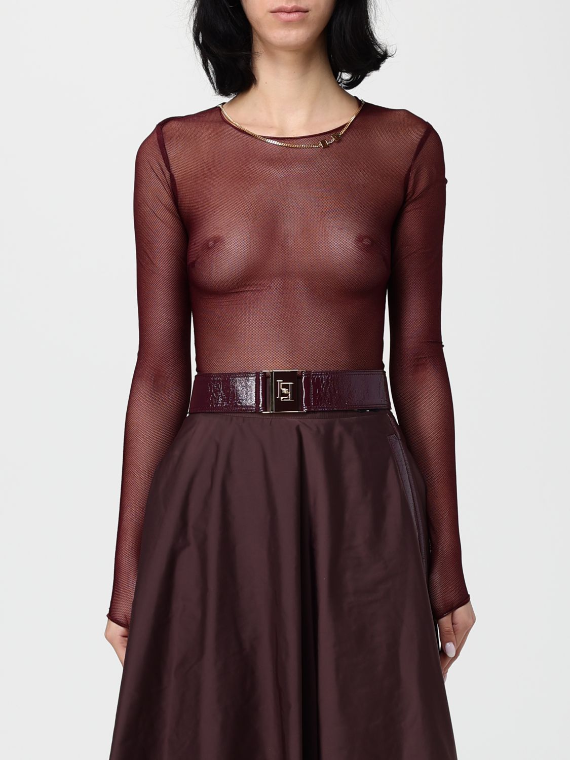 Elisabetta Franchi Top Woman Color Burgundy In Burgundy