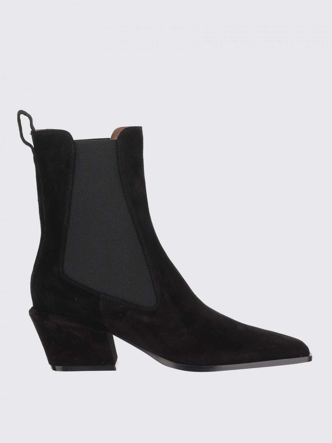 Paris Texas Ankle Boots In Black Calf Suede Leather In Black