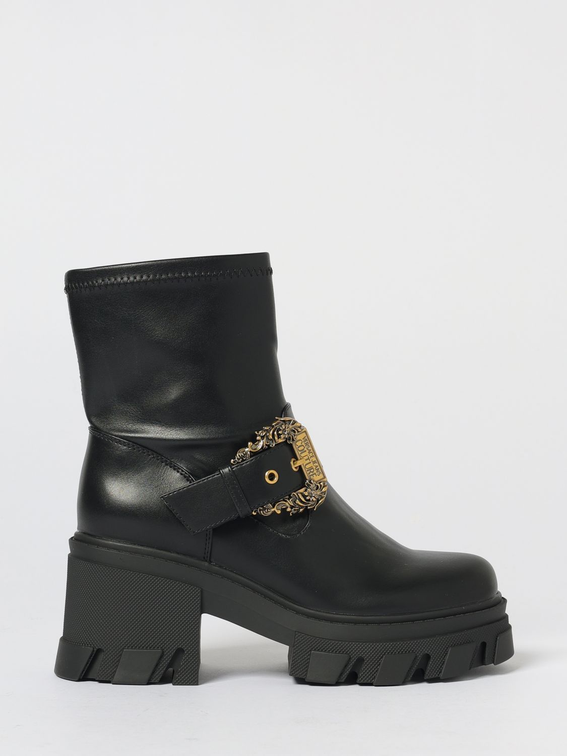 Versace Jeans Couture Flat Ankle Boots Woman Color Black In Black