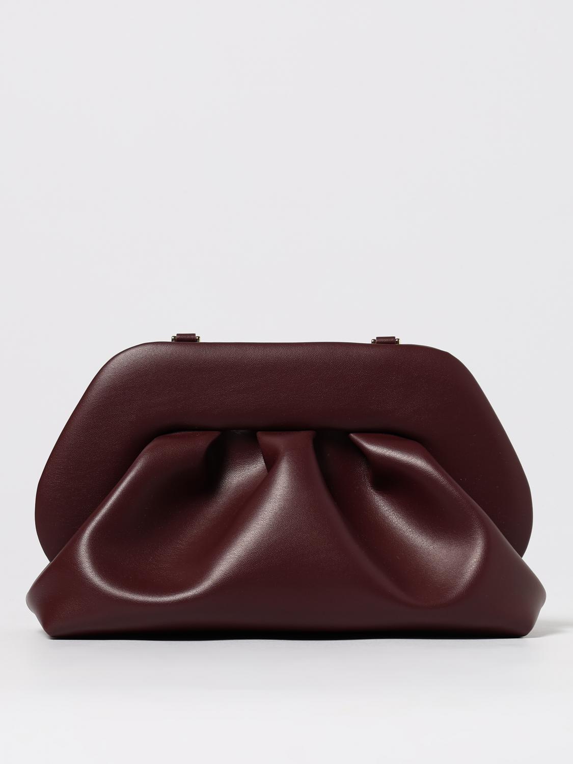 Themoirè Gea Pleated-panel Clutch Bag In Burgundy