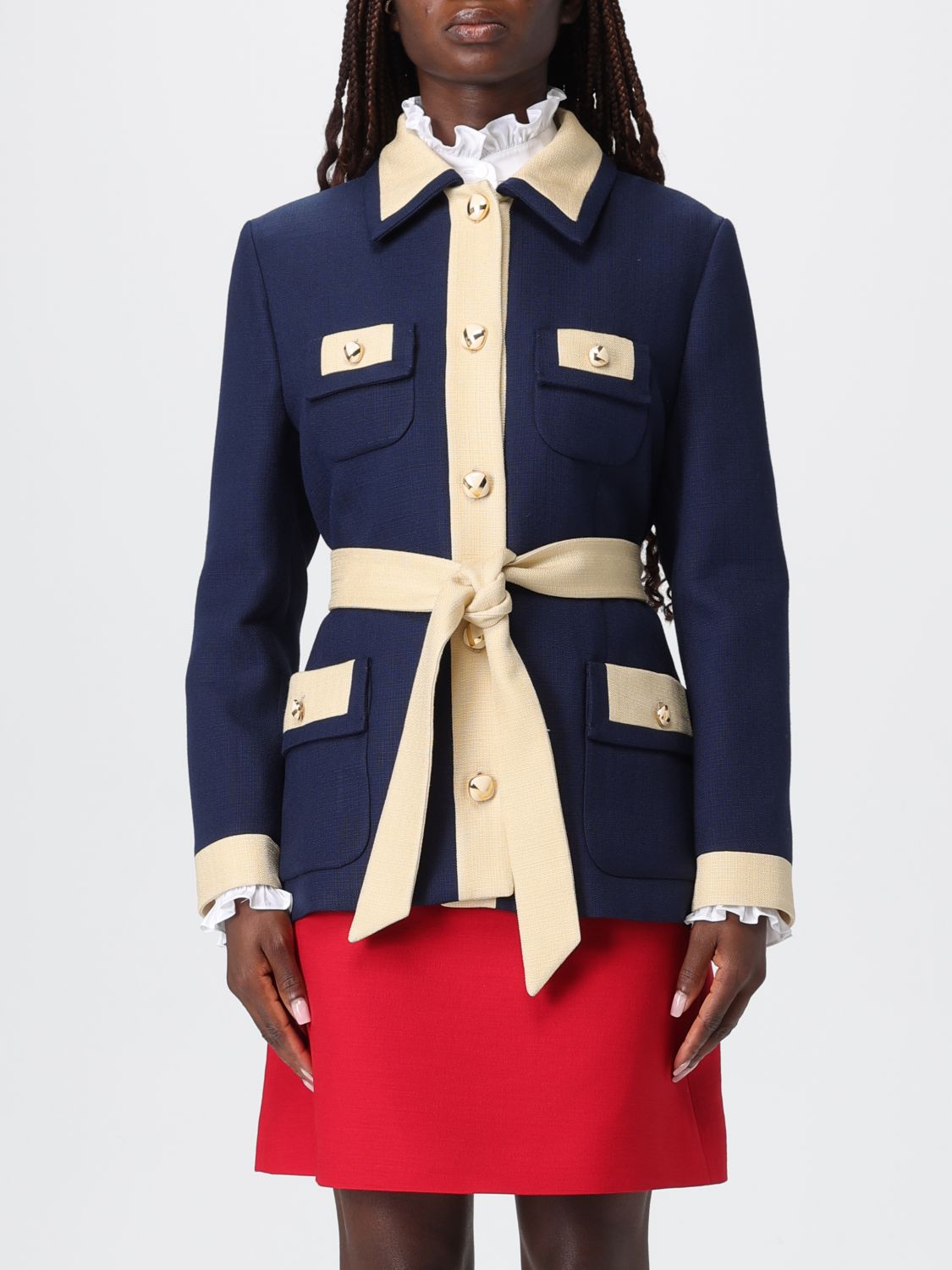 Valentino Collared Single-breasted Coat Jacket With Belted Waist In Black