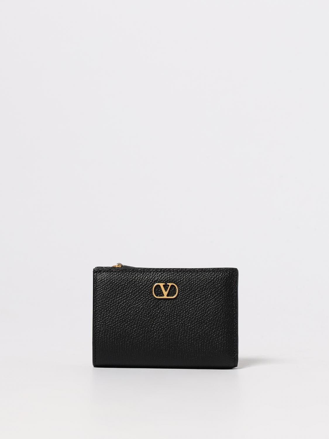 Valentino Zip-fastening Logo-plaque Wallet In Black