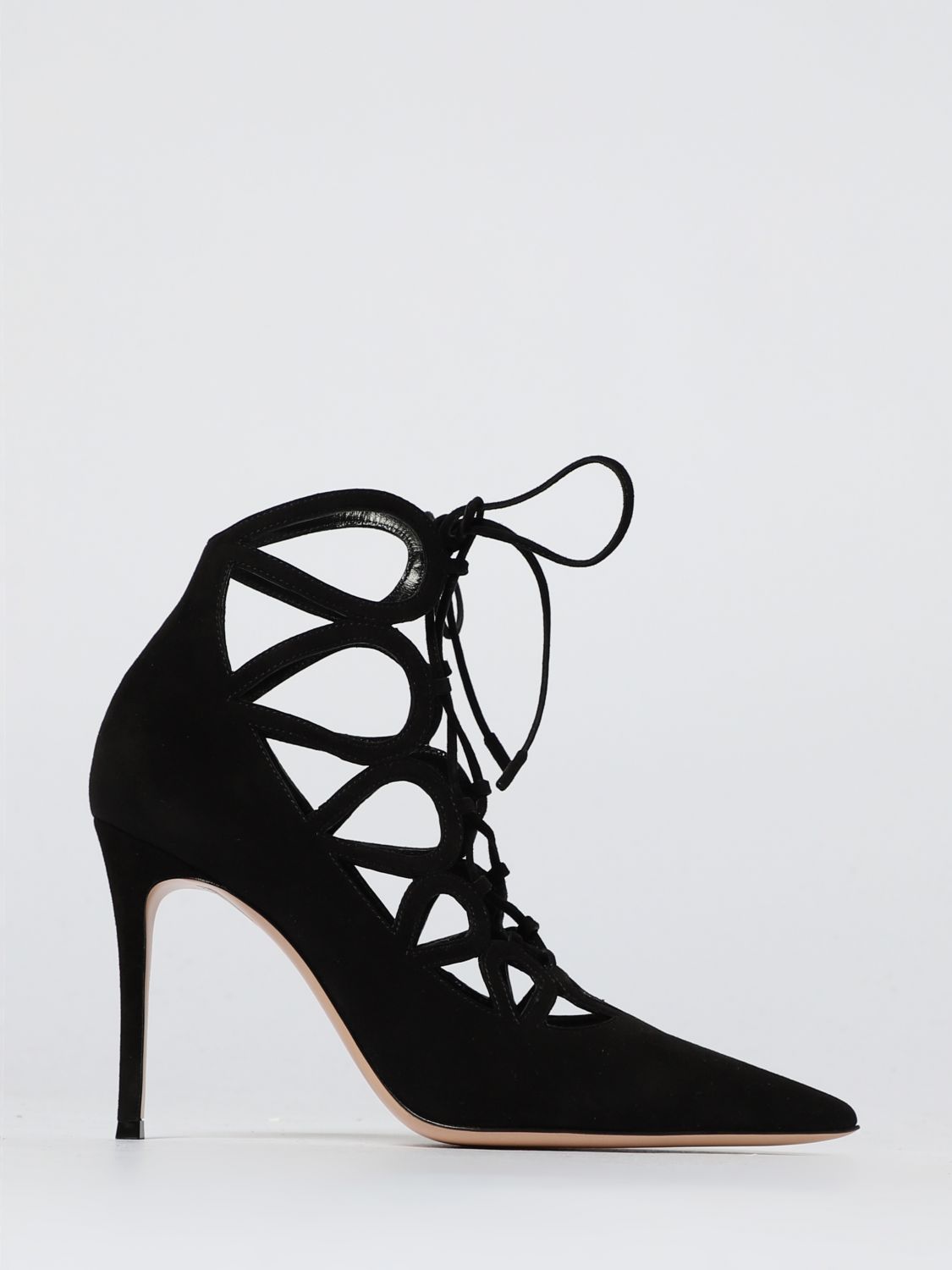 Gianvito Rossi Elisa 95 Suede Lace-up Pumps In Black