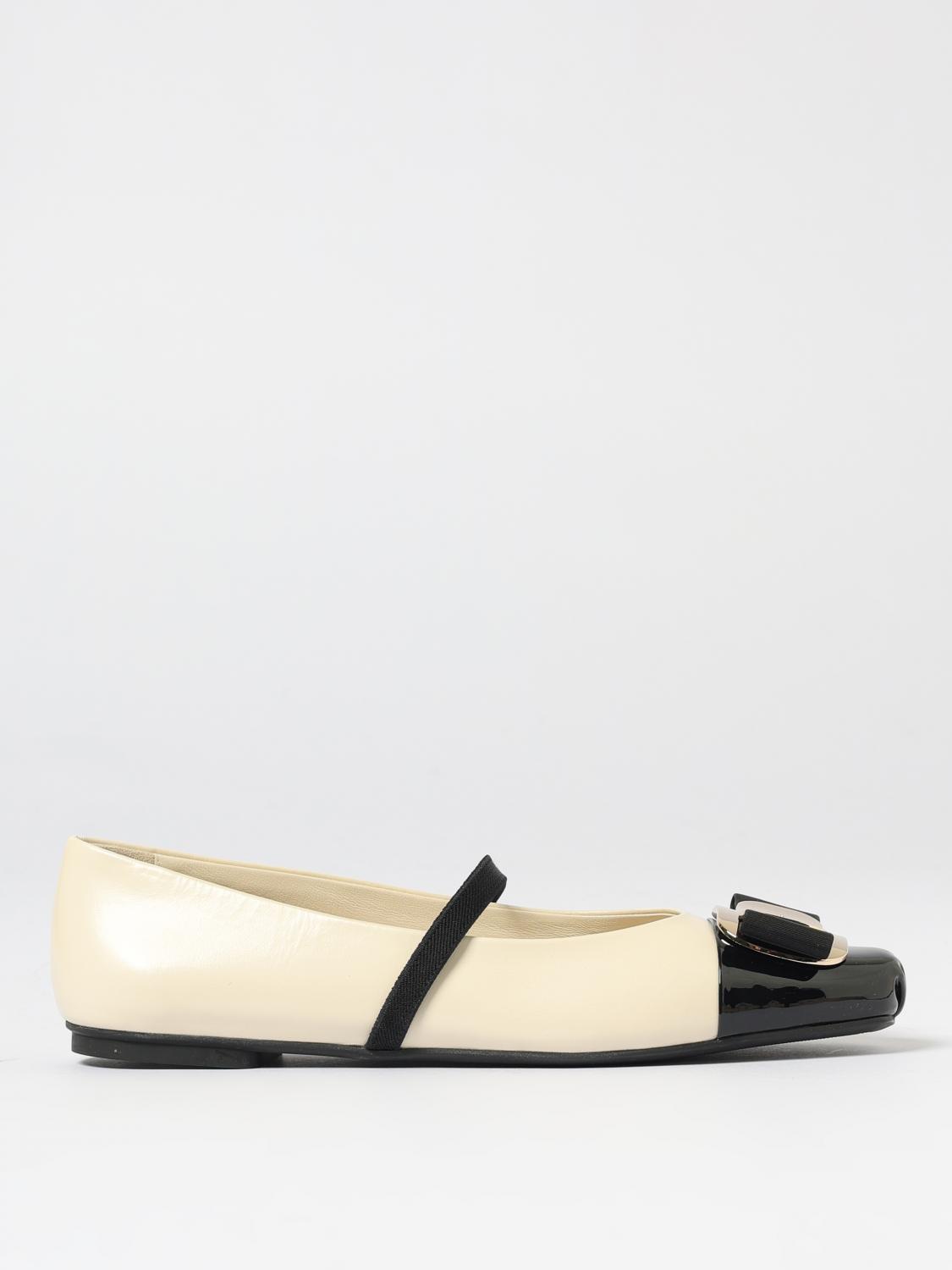 Ferragamo Vara Plate Two-tone Ballet Shoes In Neutral