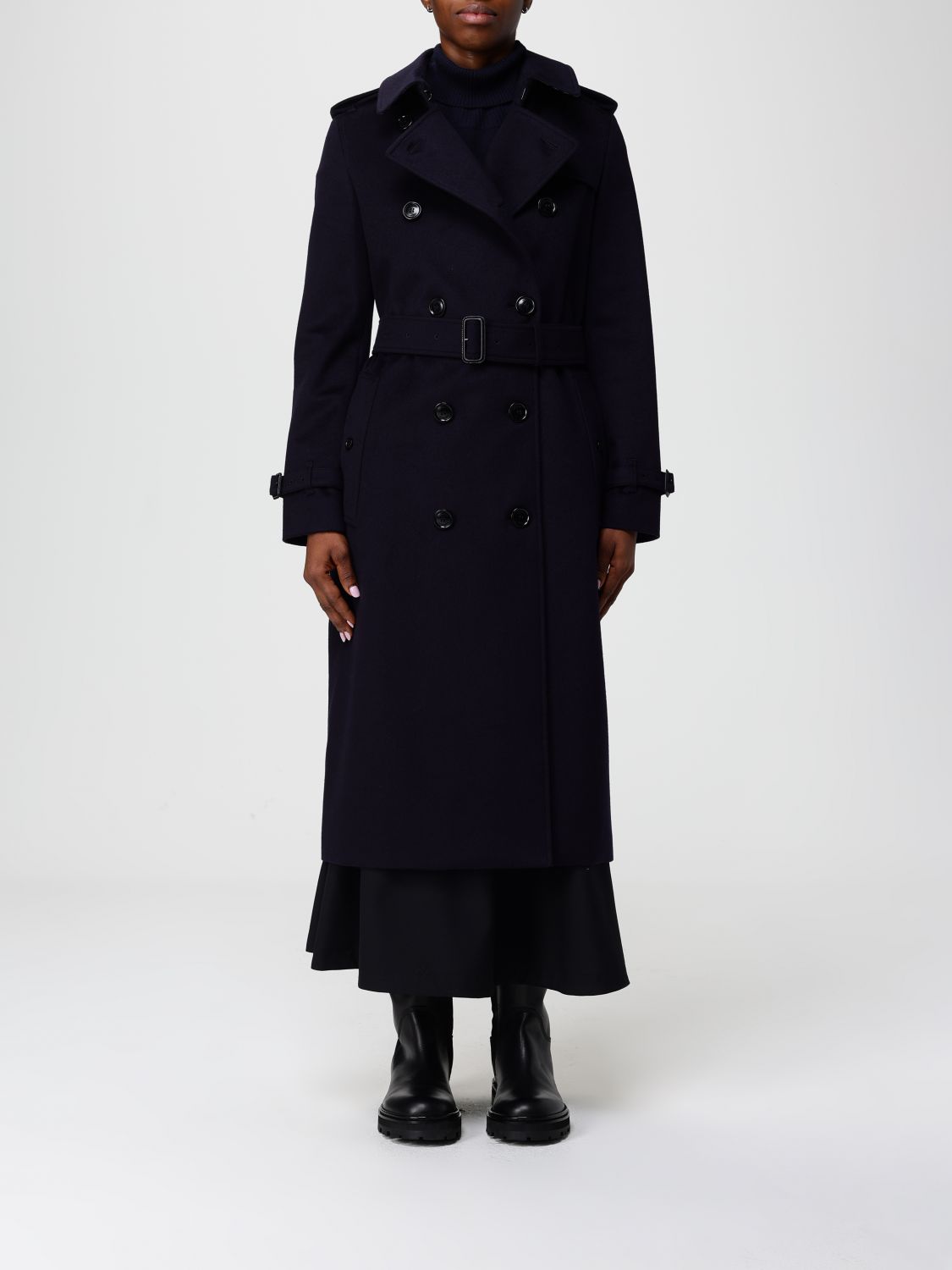 Burberry Coat Woman Color Navy In Black