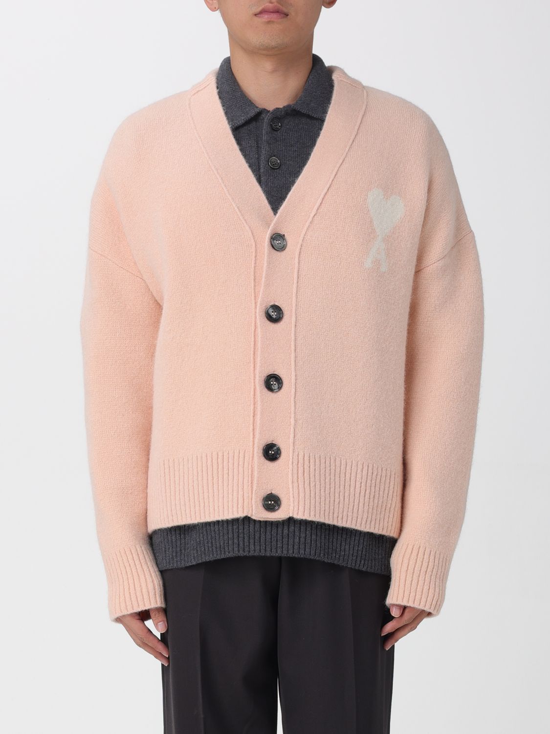Ami Alexandre Mattiussi Cardigan Ami Paris Men Color Pink In Pink