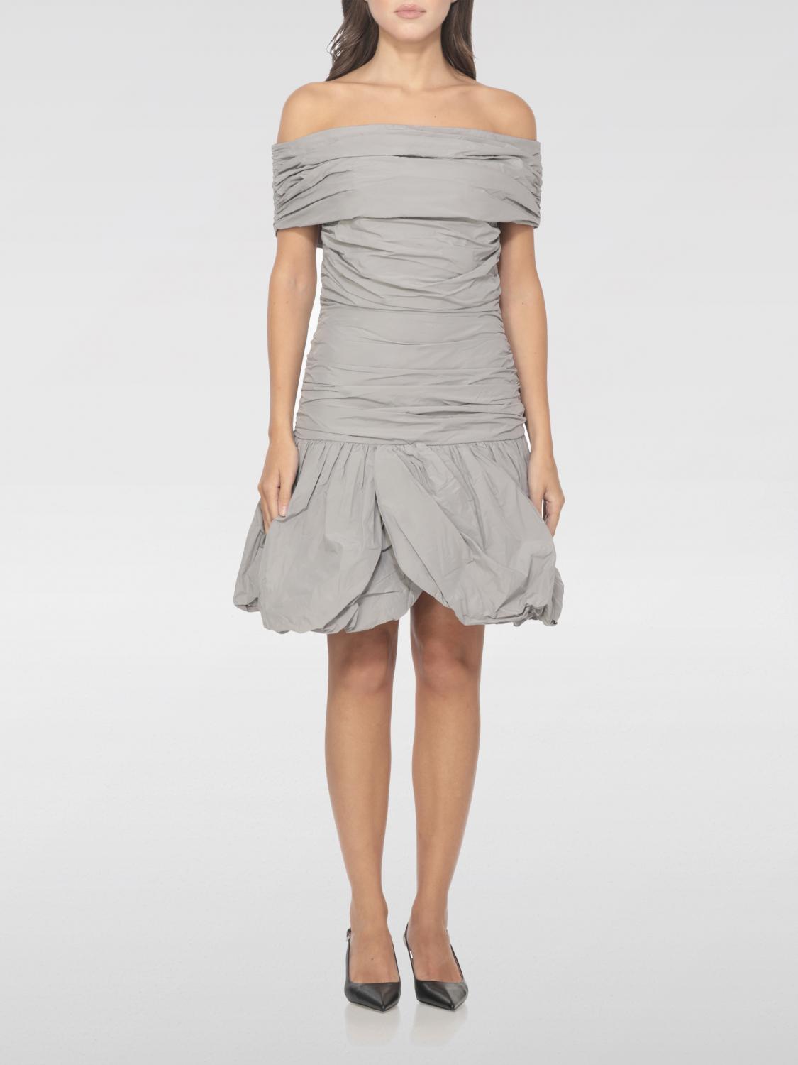 Rotate Birger Christensen Rotate Draped Mini Dress With Rear Zip Closure In Gray