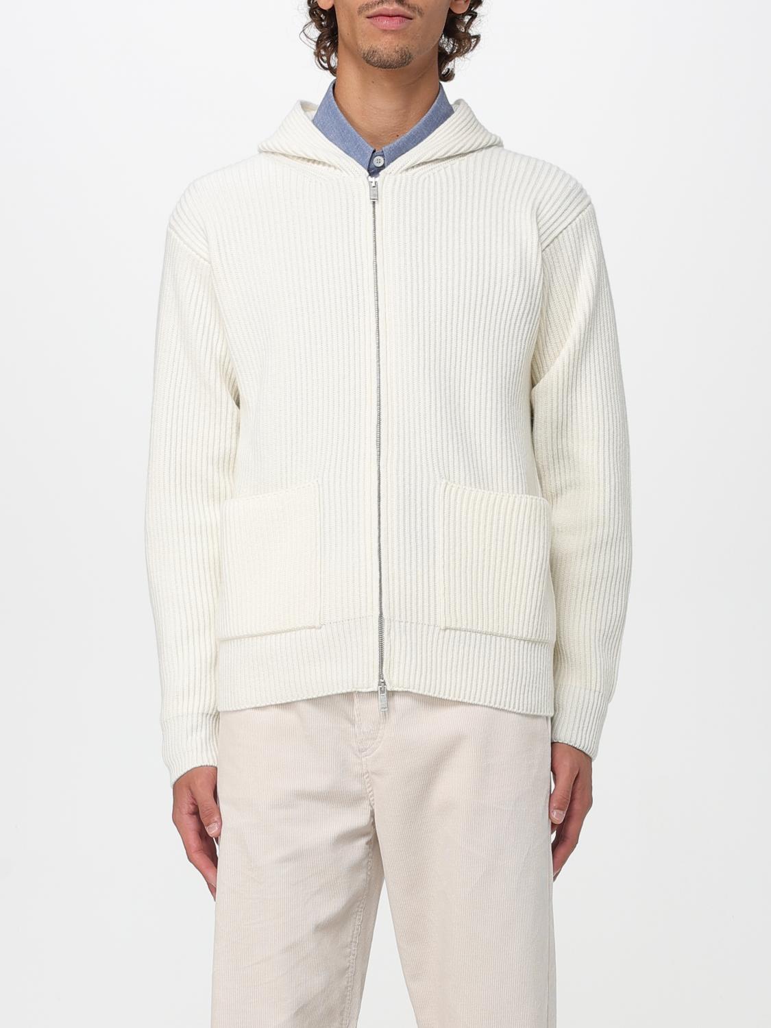 Lardini White Wool And Cashmere Hooded Cardigan In White