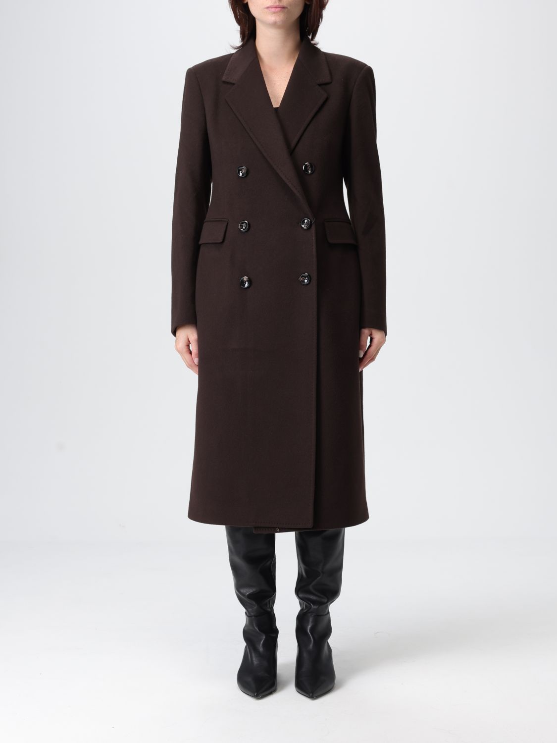 Tagliatore Double-breasted Wool-cashmere Blend Coat In Brown