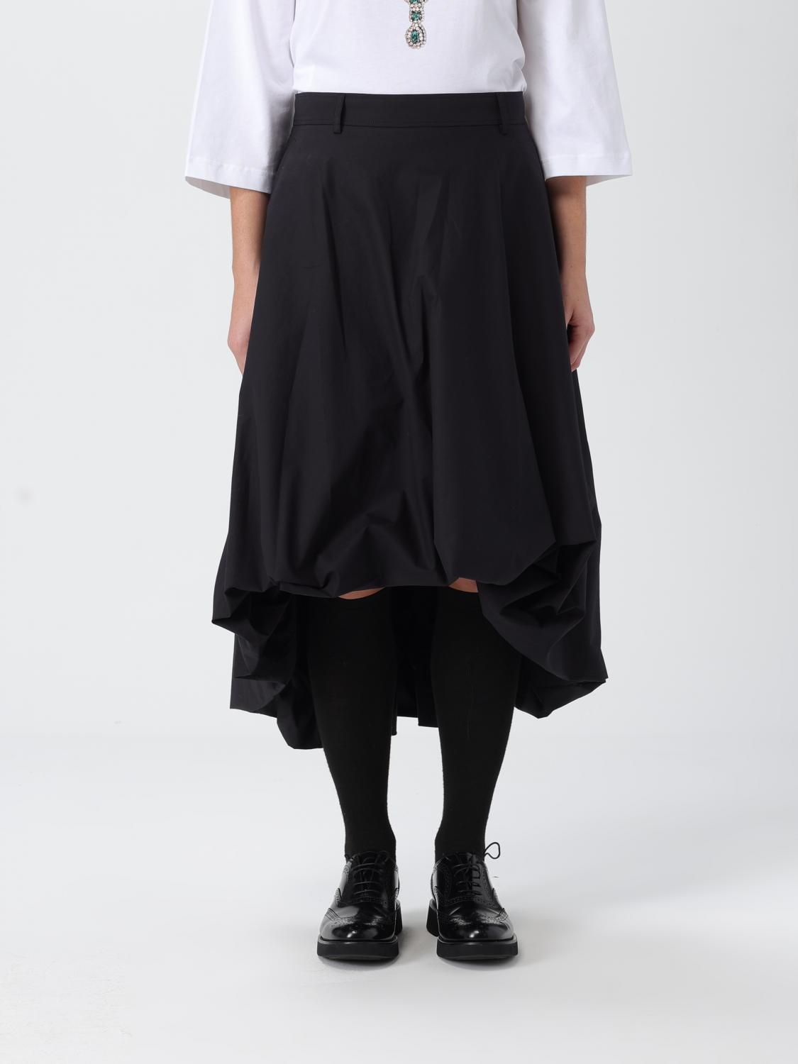 Moschino High-waisted Midi Flared Skirt With Belt Loops In Black