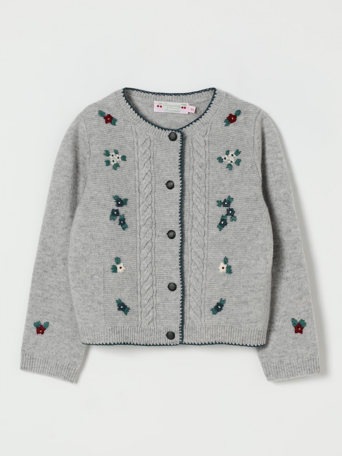 Bonpoint L Cardigan With Embroidery Kids In Gray