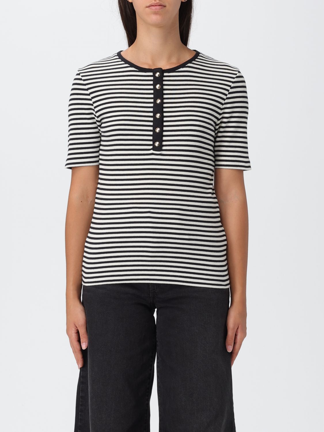 Anine Bing Alessia Striped Stretch-cotton T-shirt In Gray