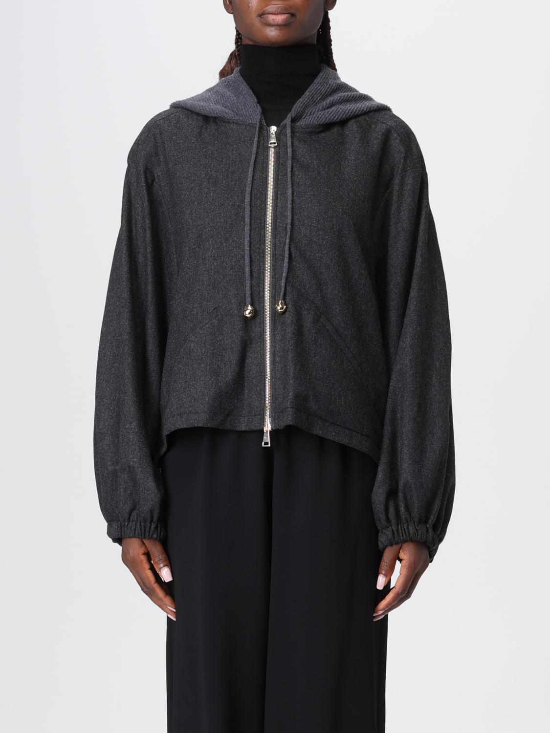 Fabiana Filippi Flannel Wide Bomber With Pepita Detail In Gray