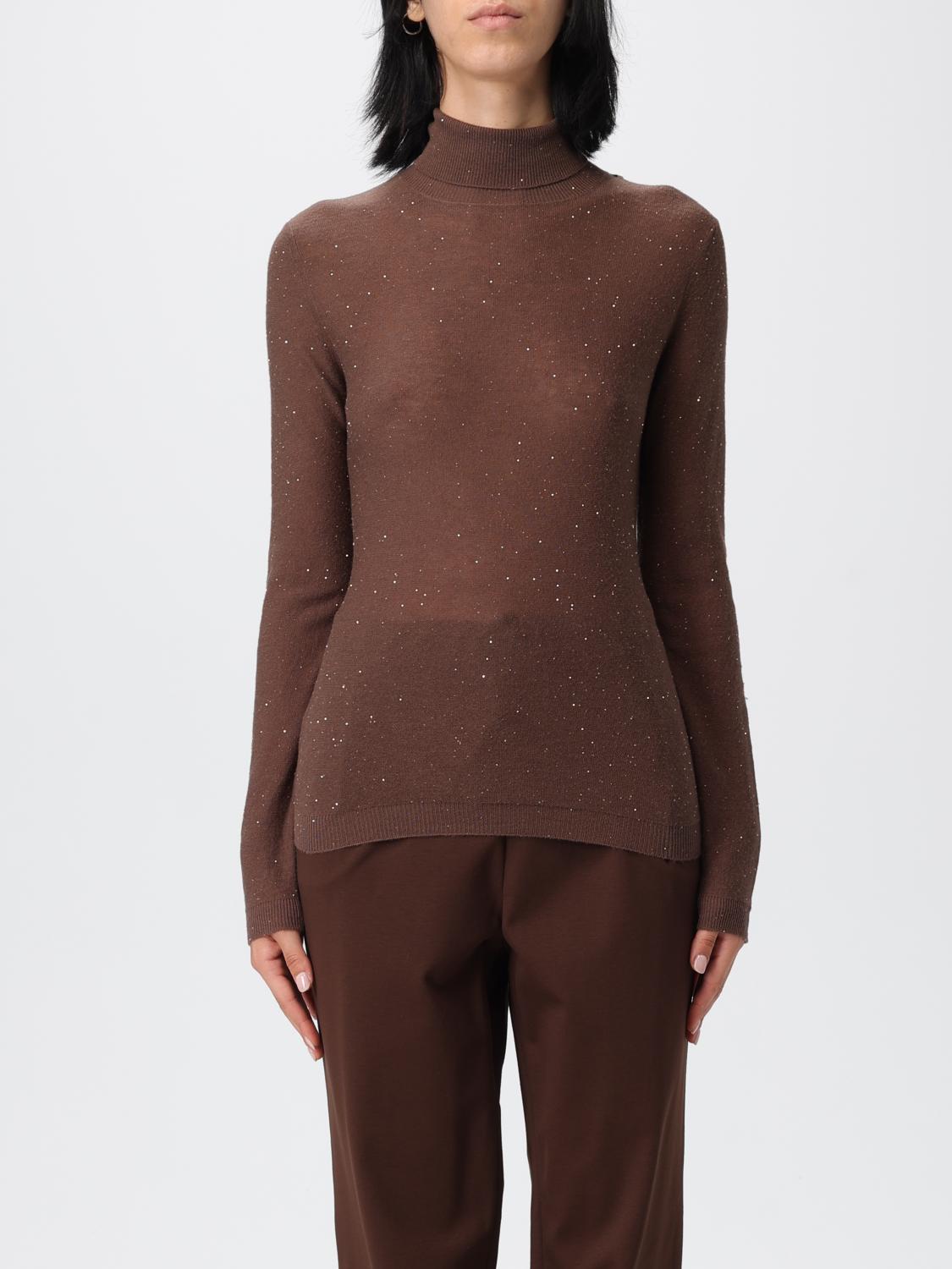 Fabiana Filippi Turtleneck Sequin-embellished Sweater In Brown