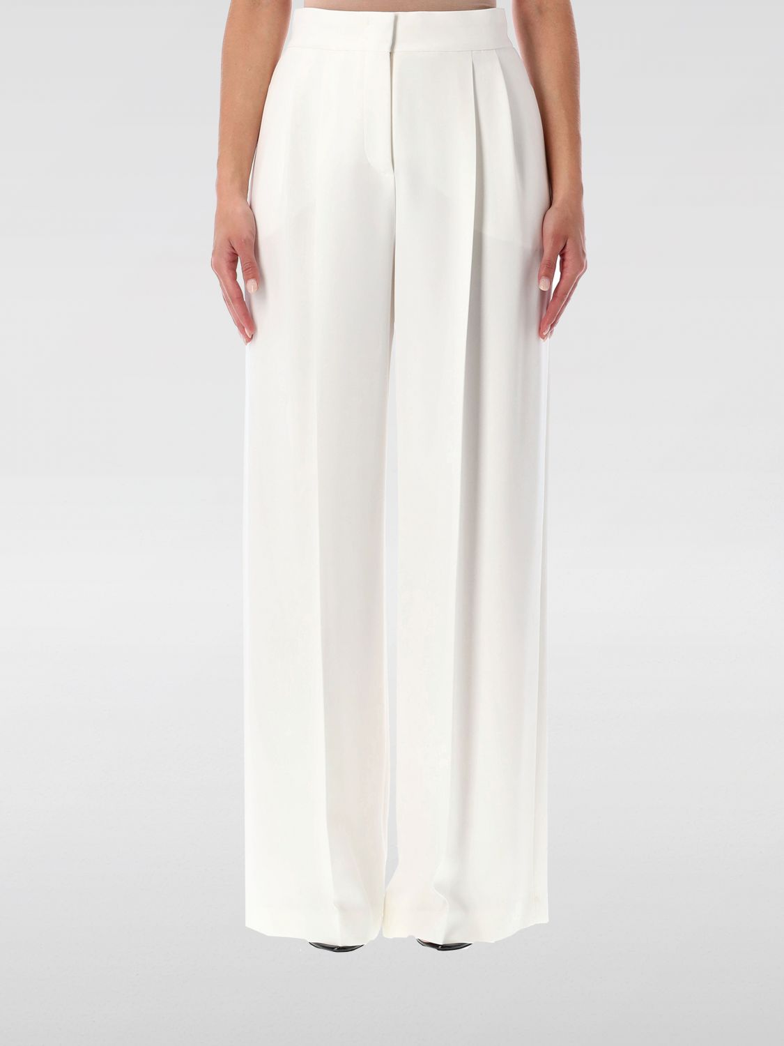 Alberta Ferretti Wide-leg High Waist Crepe Trousers In Multi