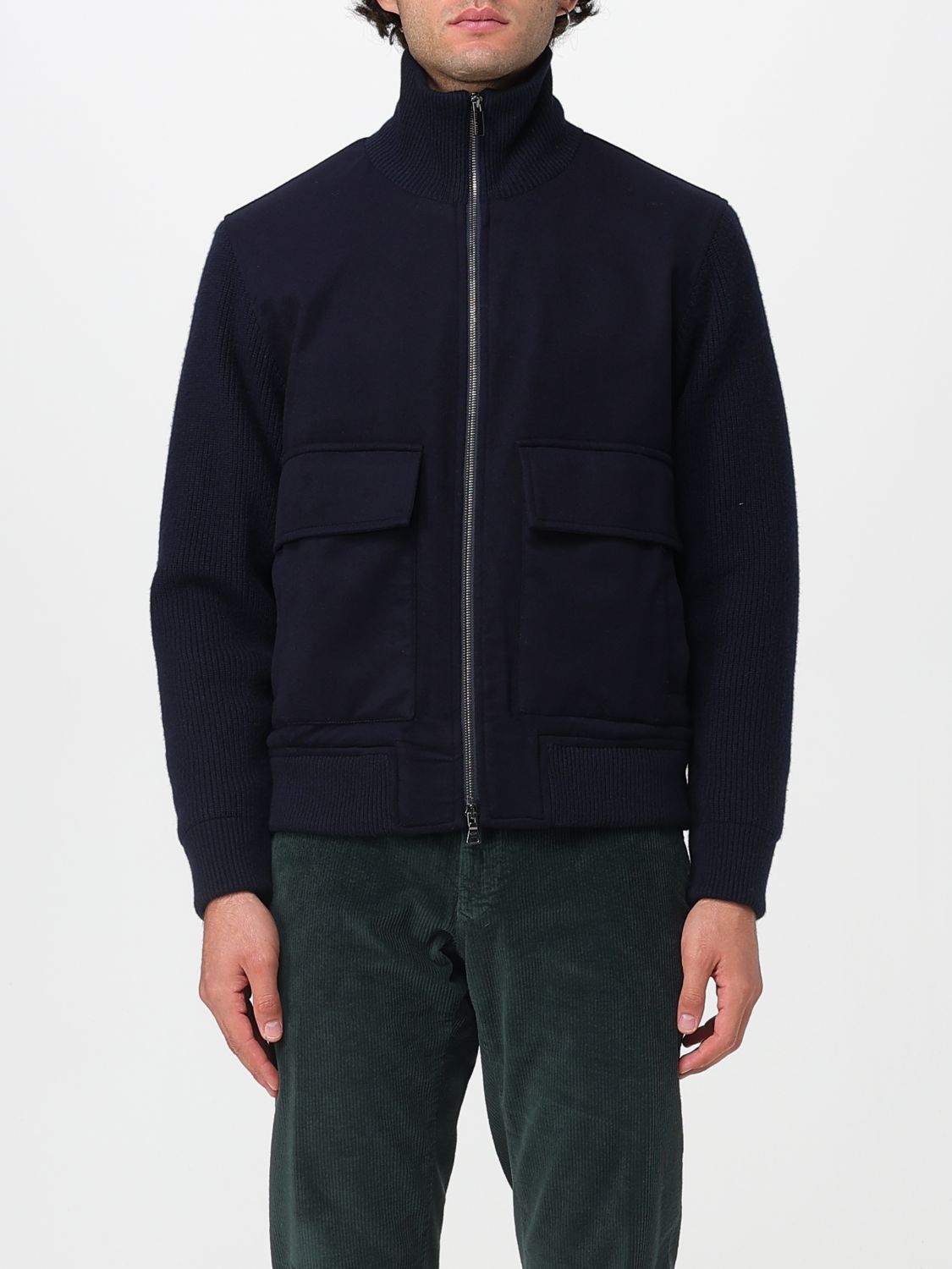 Paul & Shark Wool And Cashmere Hybrid Blouson In Blue