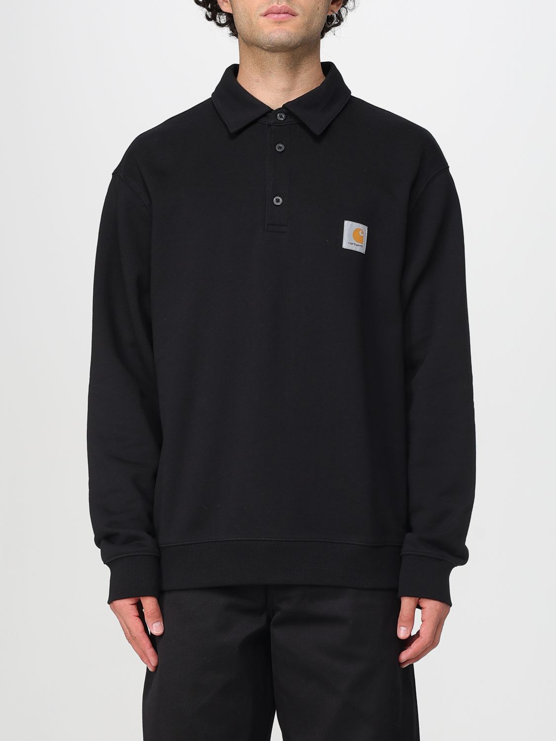 Carhartt Logo-patch Cotton Poo Shirt In Black