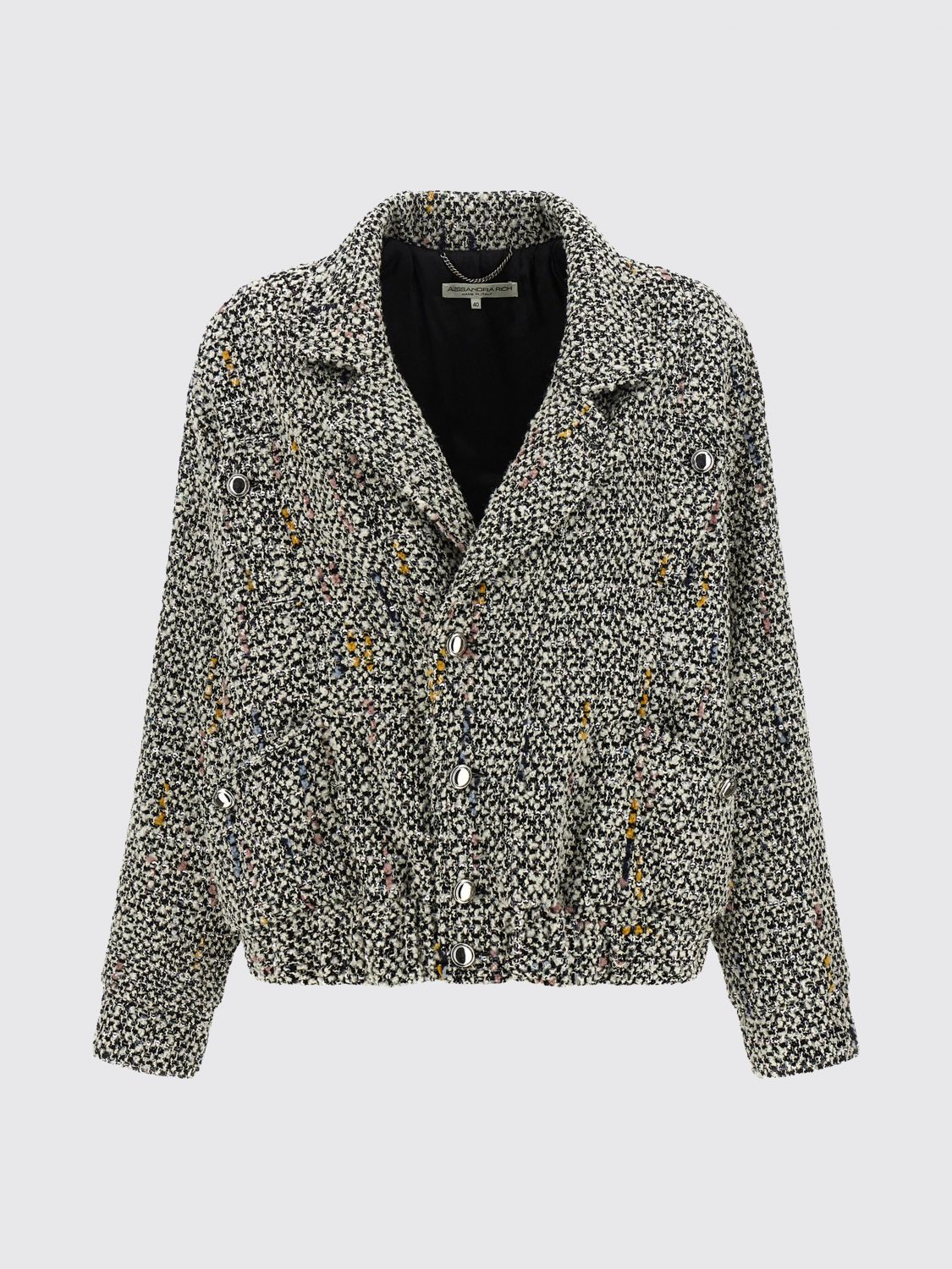 Alessandra Rich Tweed Bomber Jacket In White