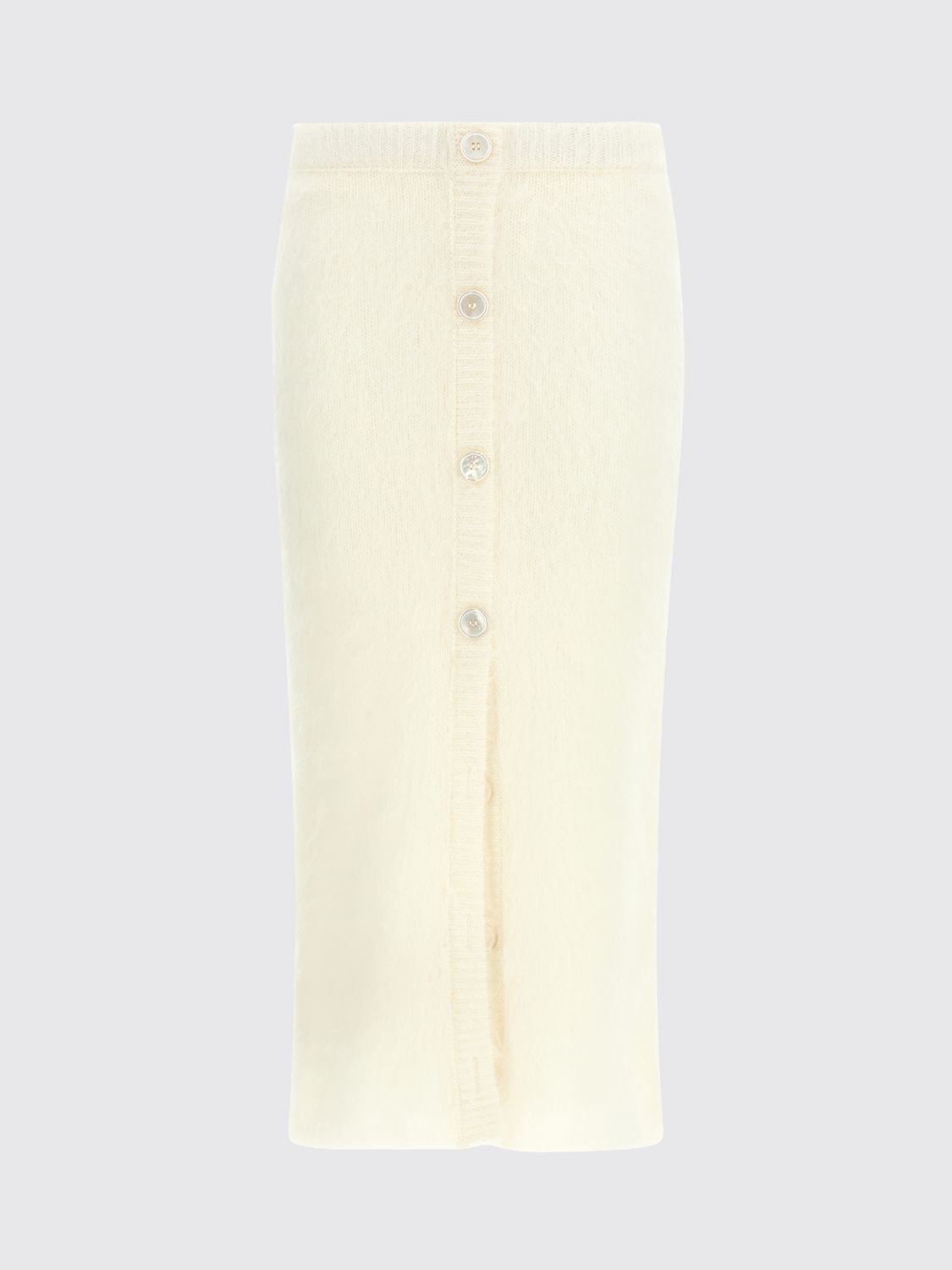 Alessandra Rich Mohair Skirt With Ribbed Waistband And Button Detailing In Neutral