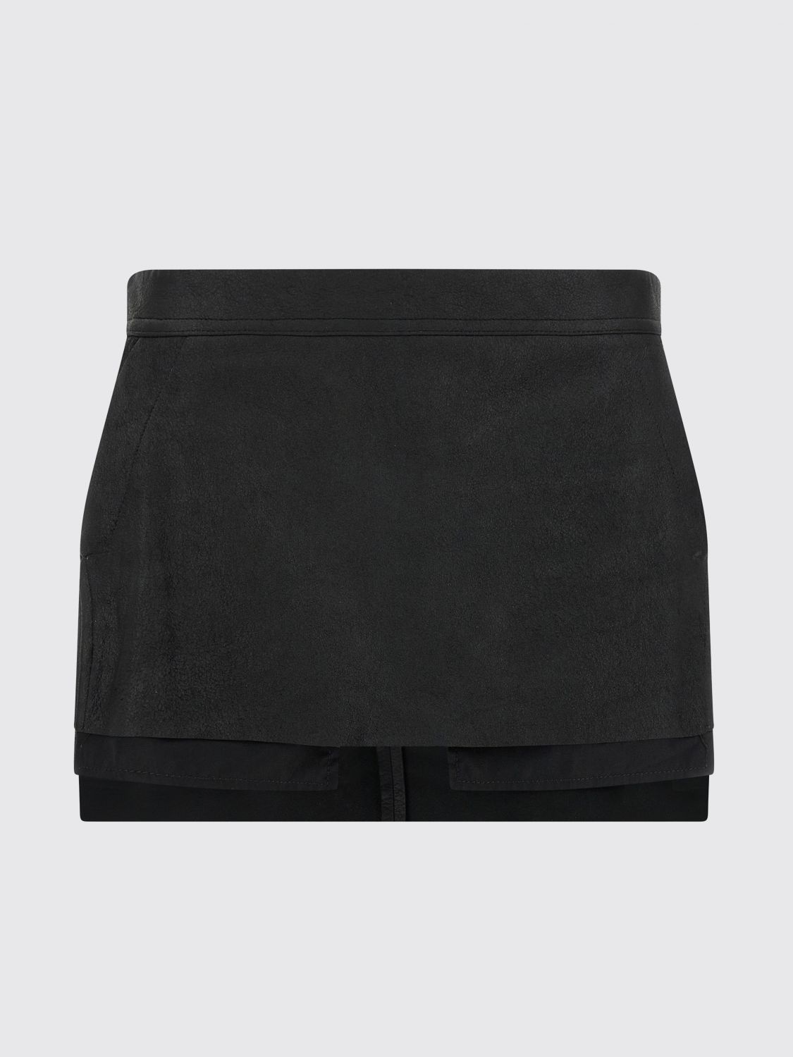 Rick Owens Layered Side Slit Mini Skirt In Black