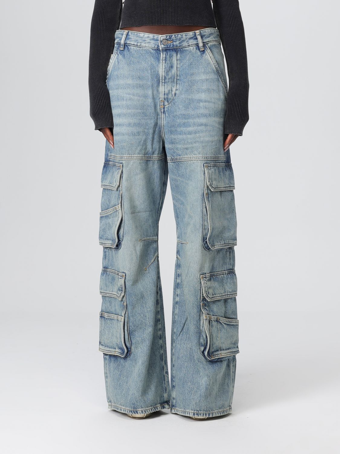 Diesel Utility Cargo Jeans Multiple Pockets In Blue