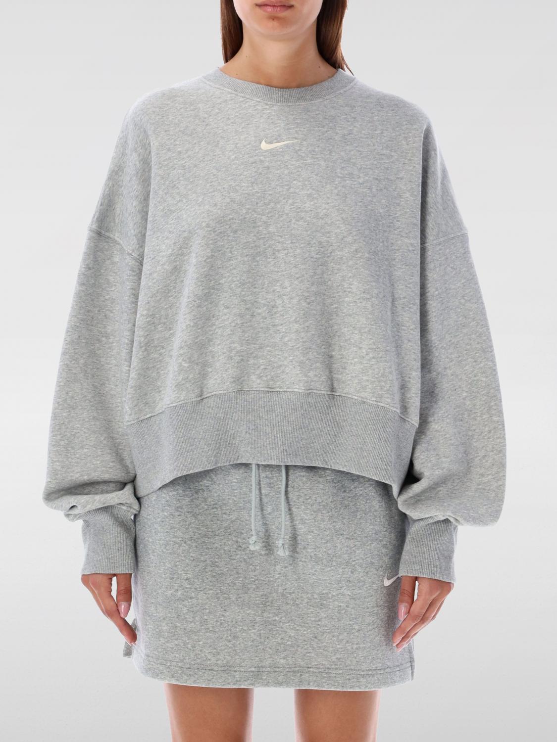 Nike Phoenix Fleece Crew Neck Sweatshirt In Gray