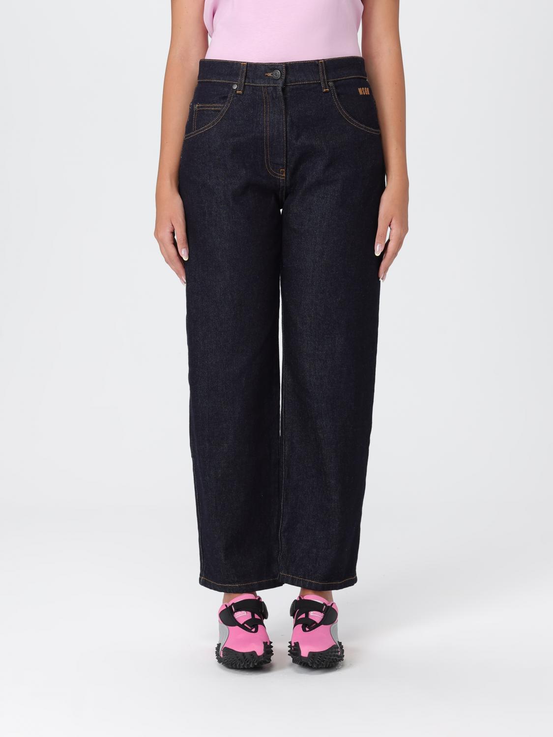 Msgm Blue Logo-plaque Straight-leg Jeans In Blue