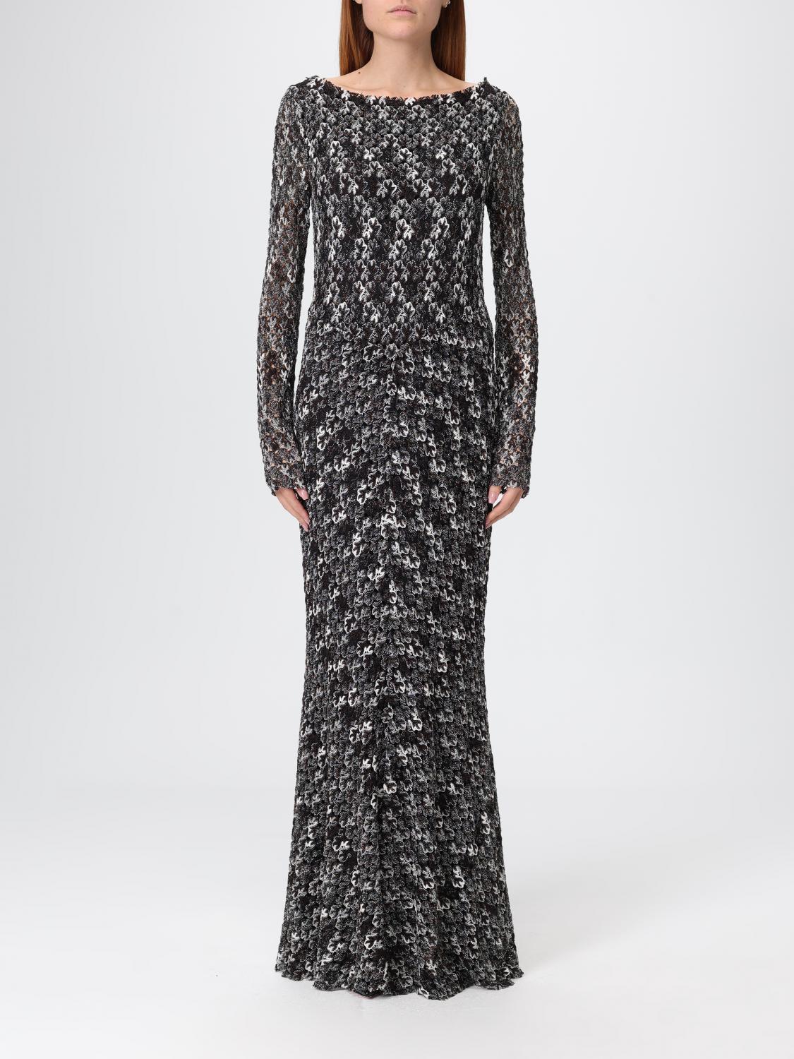 Missoni Abito Lungo In Pizzo Multicolor Donna In Gray