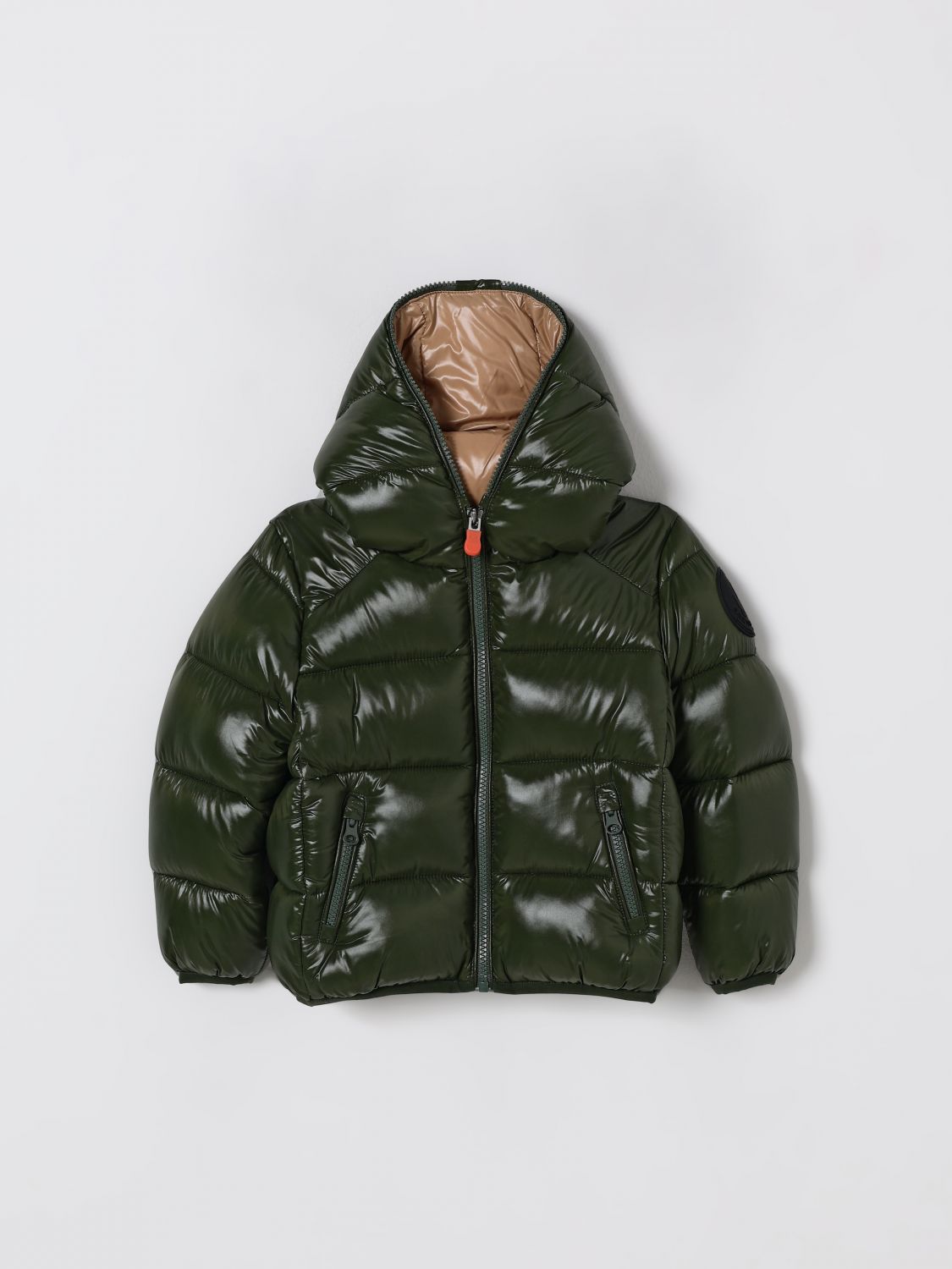 Save The Duck Logo-patch Zip-up Padded Jacket In Green