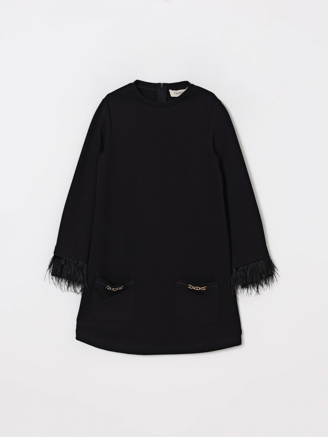 Twinset Kids Midi Dress With Decoration In Black