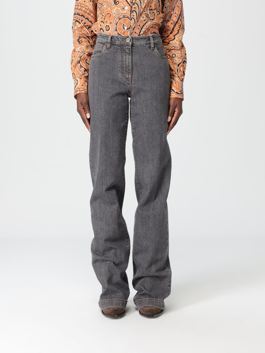 Etro Pants  Woman Color Multicolor In Gray