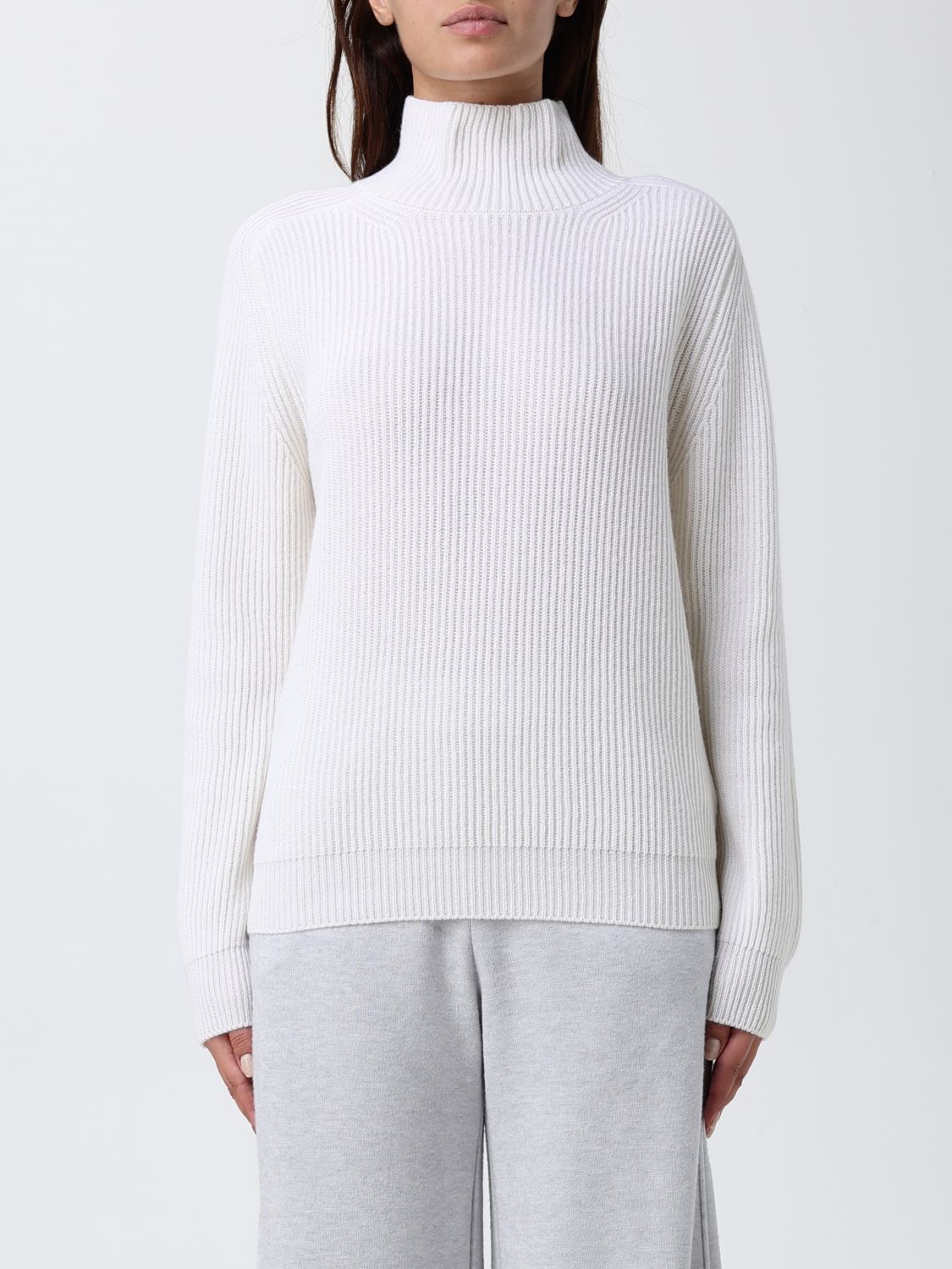 Dondup Ribbed Turtleneck Sweater In White