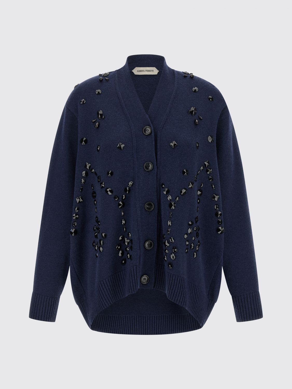 Alberta Ferretti Oversized Embellished Cardigan In Blue