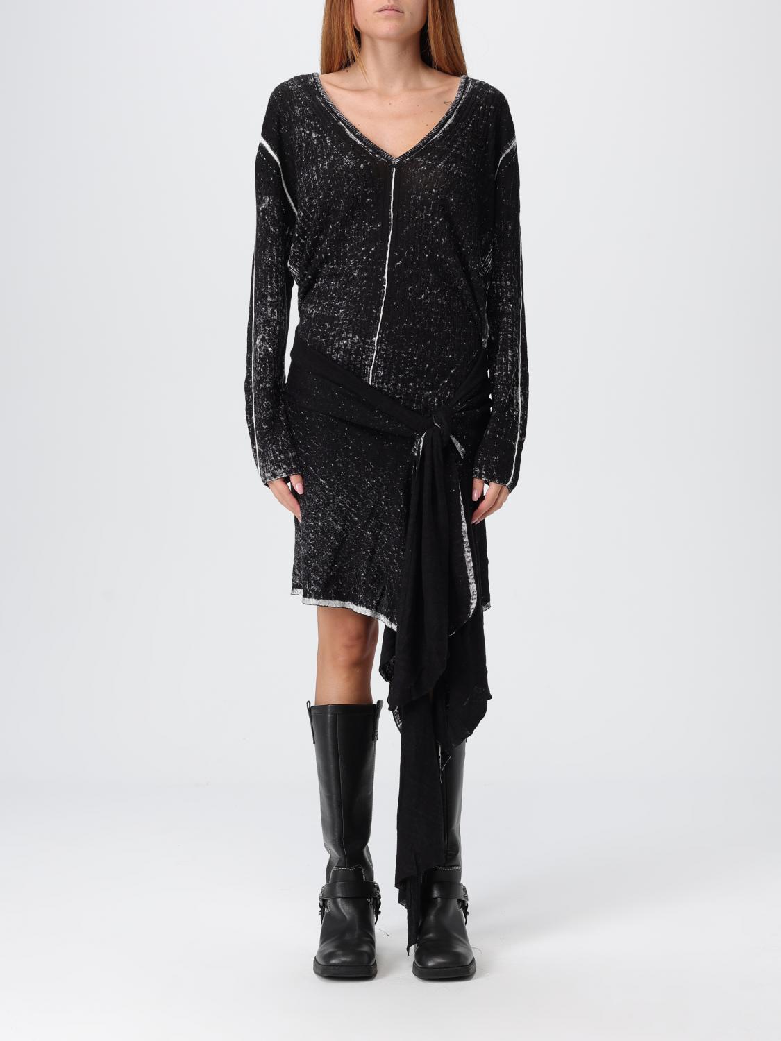 Diesel Tie-detail Asymmetric Dress In Black