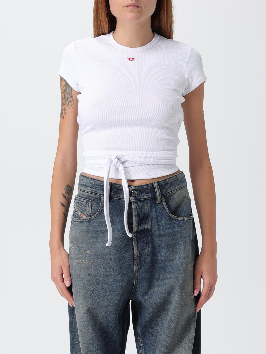 Diesel T-shirt With Wrap Ties In White