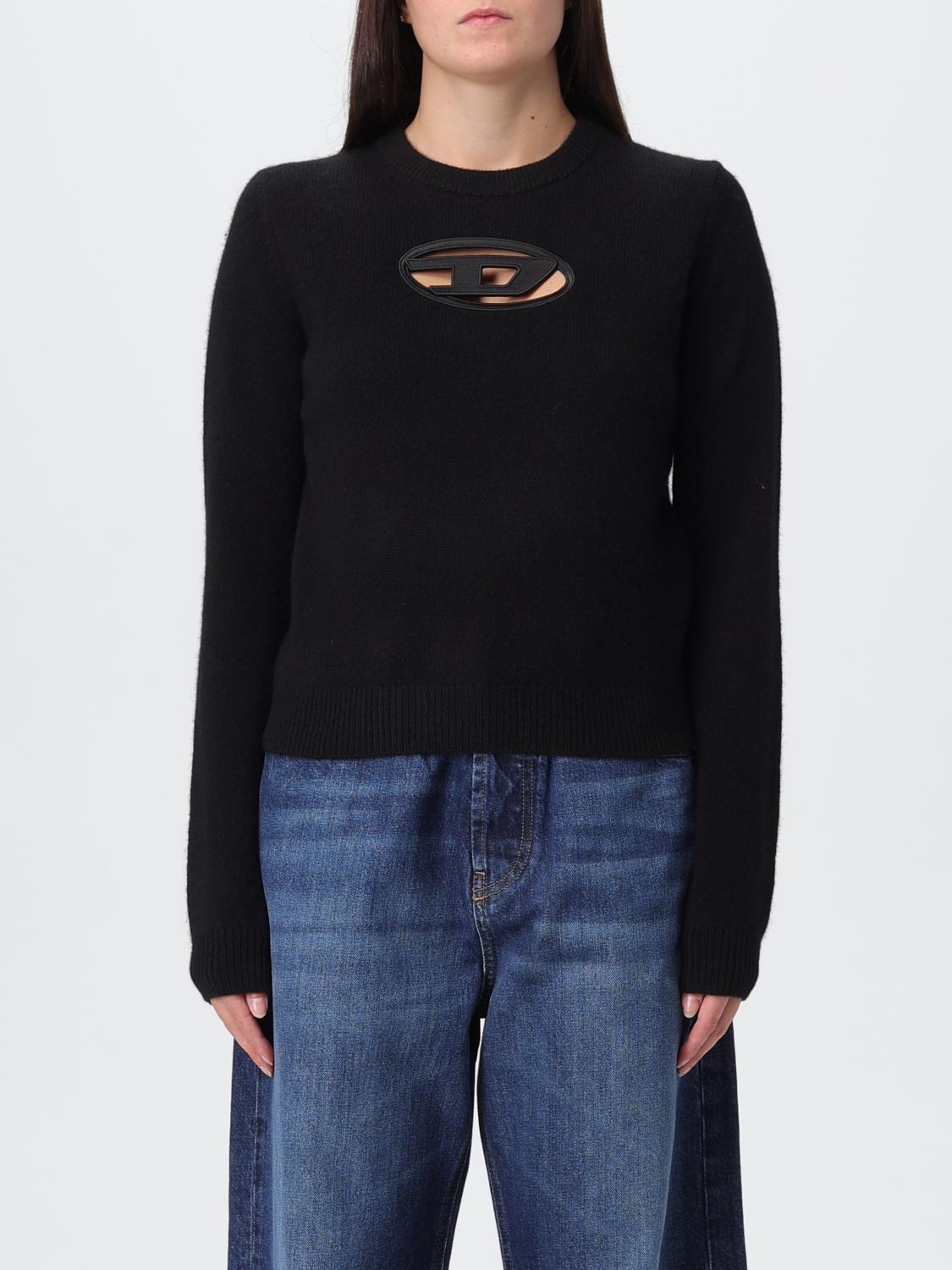 Diesel M-areesa Slim Cut-out Logo Sweater In Black