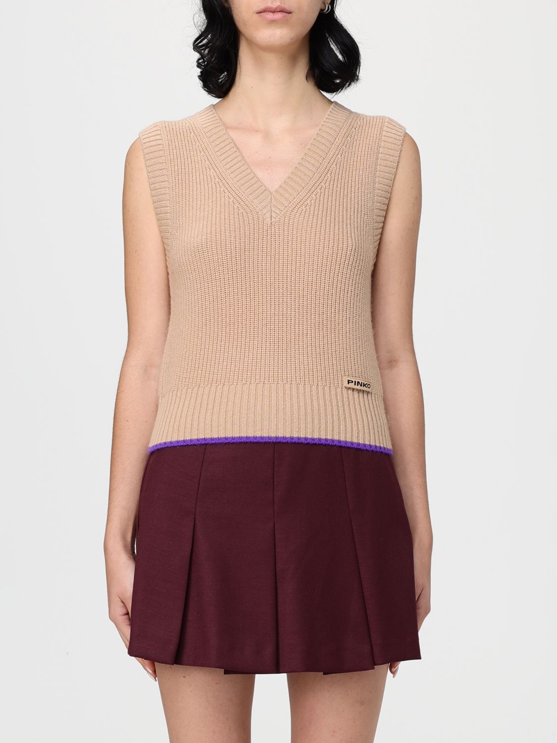 Pinko Waistcoat  Woman Color Beige In Neutral