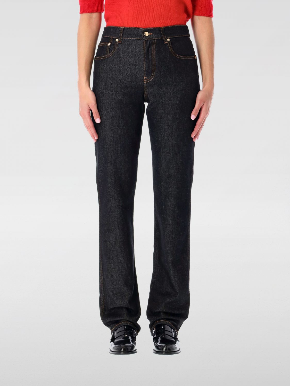 Fabiana Filippi Five Pocket Denim Trousers With Belt Loops In Gray